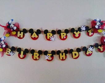 Mickey Mouse Happy 1st Birthday Banner, Mickey Mouse Party Decoration, Happy Birthday Banner, Mickey Mouse