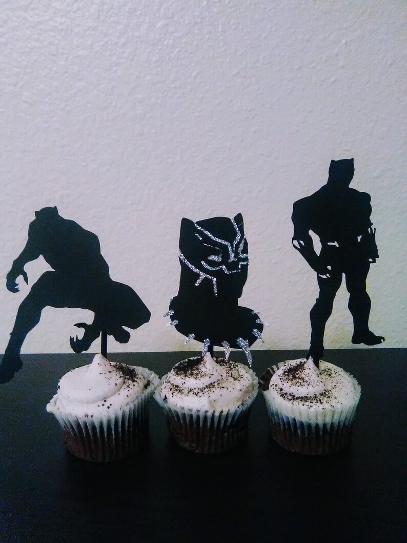 Black Panther Cupcake Toppers the Avengers Party Black | Etsy