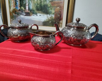Wilcox silver plate co, quadruple plate tea set,  late 1800s- early 1900s
