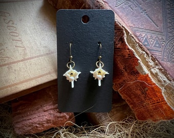 Rattlesnake Vertebrae Earrings: Antique Brass Bone Jewelry