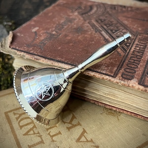 Silver Pentacle Altar Bell: Witchcraft Tool for Cleansing