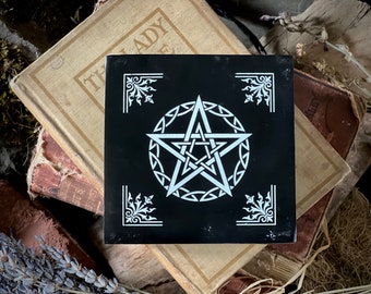 Pentagram Black Soapstone Box | Apothecary | Herb Storage | Spellbox | Trinket Keeper | Altar Decor | Pentacle | Magick | Spell Brewing