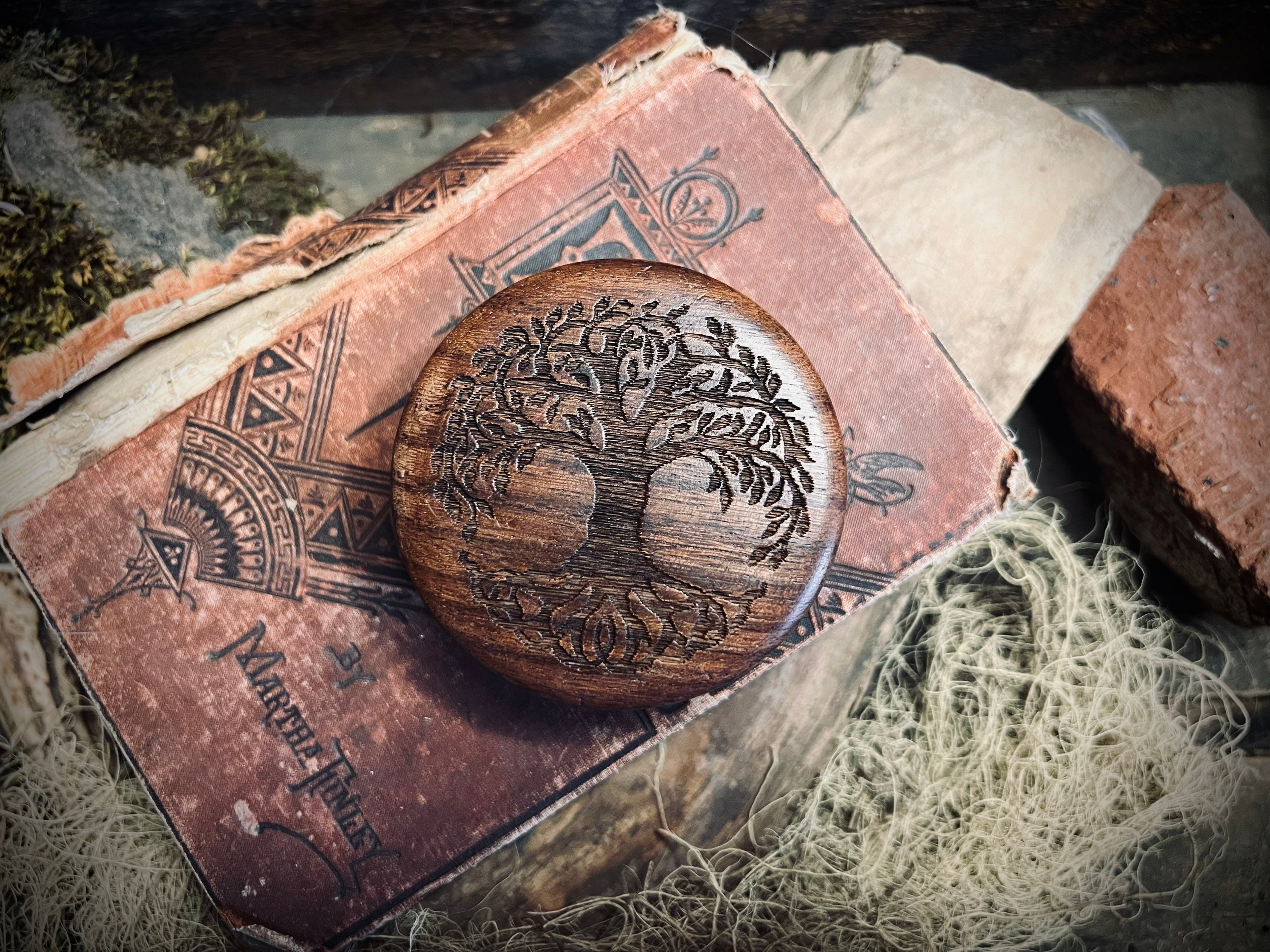 Tree of Life Carved Wooden Herb Grinder – www.
