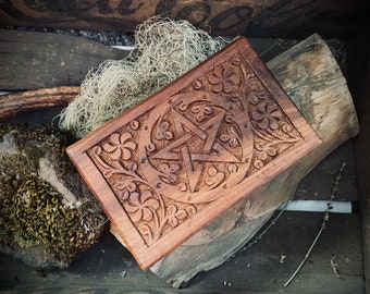 Pentacle Wood Box | Apothecary | Herb Storage | Spellbox | Trinket Keeper | Cupboard | Altar Decor | Pentagram Wooden Box