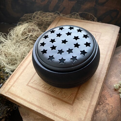 Wooden Charcoal Incense Burner w Metal Screen | Smoke Cleansing | Wicca | Altar Tools | Altar Decor | Witchy Decor | Witchcraft | Gift