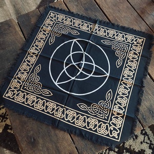 Triquetra Altar Cloth | Celtic | Black and Gold | Altar Decor | Pagan Decor | Wiccan | Witchy Decor | Altar Tools