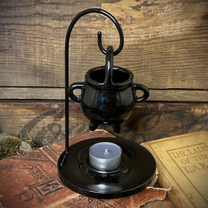 Hanging Cauldron Candle Holder Oil Diffuser Ceramic Tealight Witch Altar Decor Candle Magick Witchcraft Candles Gift for Her Tea Light