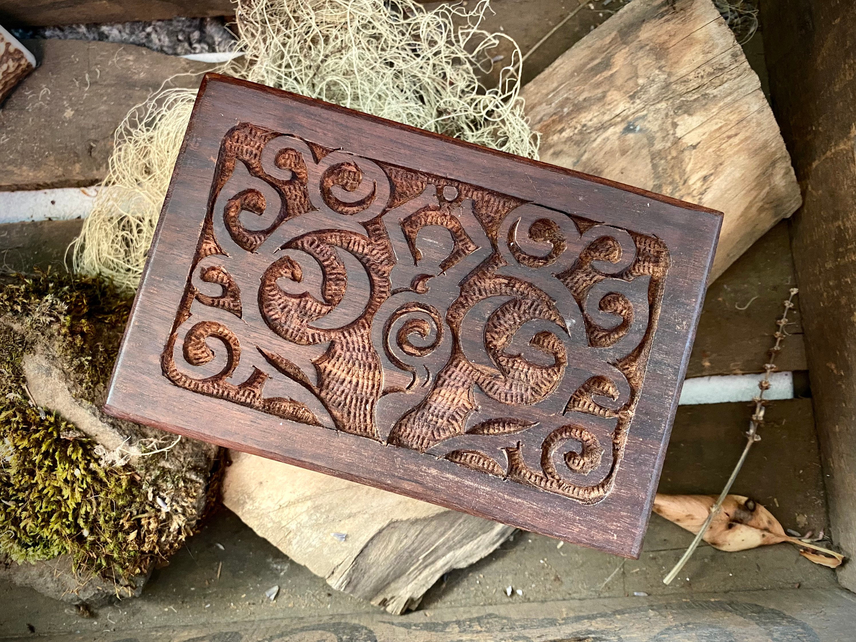 Carved Goddess of Earth Wood Box | Apothecary | Herb Storage | Spellbox | Trinket Keeper | Cupboard | Altar Decor | Celtic | Gaia