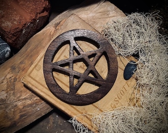 Pentacle Altar Plate: Wooden Pentagram Pagan Witch Decor