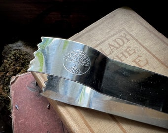 Tree of Life Charcoal Tongs: Stainless Steel Incense Burner Altar Tool