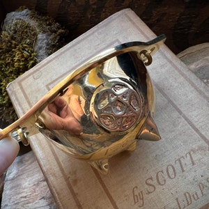 Brass Pentacle Charcoal Incense Burner Cauldron | Smoke Cleansing | Wicca | Altar Tools | Altar Decor | Witchy Decor | Witchcraft | Gift