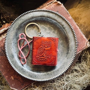 Tiny Owl Leather Journal Keychain | Witch Gift | Witchcraft | Book of Shadows | Grimoire | Pagan |