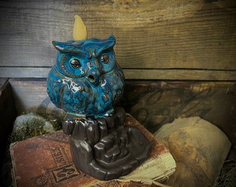 Brûle-encens hibou : décoration d'autel en céramique, cadeau de sorcellerie