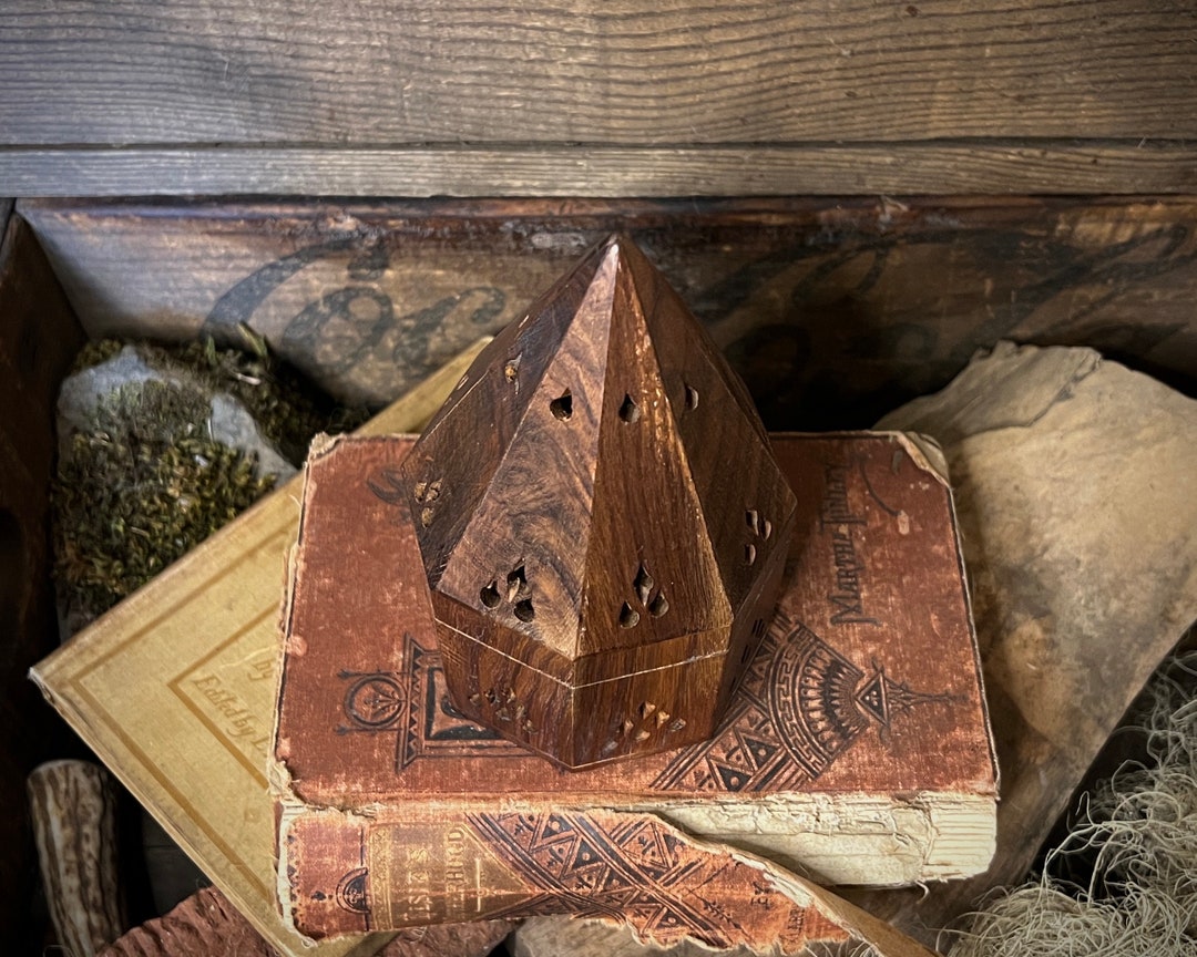 Wooden Incense Burner Tower Smoke Cleansing Carved Incense Storage