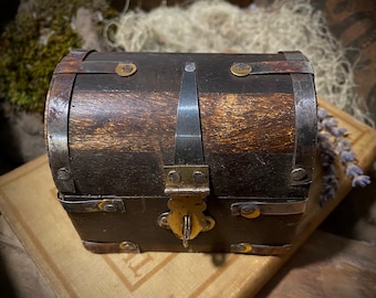 Small Rustic Wood Treasure Chest: Witchcraft Altar Decor