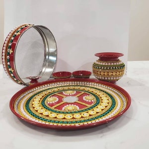 Stainless karva chauth aarti thali