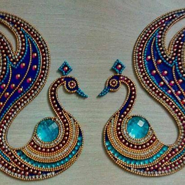 Peacock shaped Rangoli set of 10