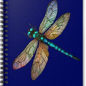 Gorgeous Dragonfly! 6&quot; x 8&quot; Spiral Notebook - Ruled Line 11women EXCLUSIVE!  Image from original design by TJ Shumway! Blue