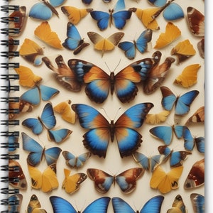 Gorgeous Butterfly! 6&quot; x 8&quot; Spiral Notebook - Ruled Line 11women EXCLUSIVE!  Image from original design by TJ Shumway! BLUE blue Blue