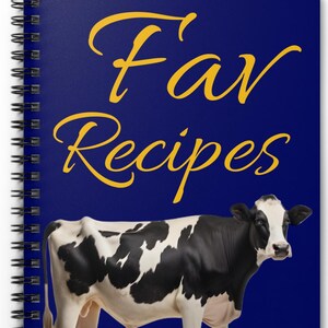 Gorgeous COW Recipe Book 6&quot; x 8&quot; Spiral Notebook 11women EXCLUSIVE Abstract Blank Recipe book Shumway Stunning Vibrant Vivid BLUE blue Blue
