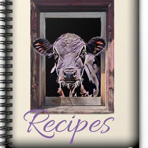 Gorgeous COW FAV Recipes 6&quot; x 8&quot; Vintage Look Spiral Notebook 11women EXCLUSIVE Abstract Blank Recipe book Shumway Stunning Vibrant Vivid