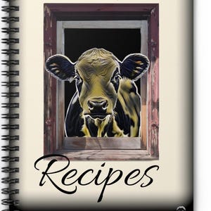 Gorgeous COW FAV Recipes 6&quot; x 8&quot; Vintage Look Spiral Notebook 11women EXCLUSIVE Abstract Blank Recipe book Shumway Stunning Vibrant Vivid