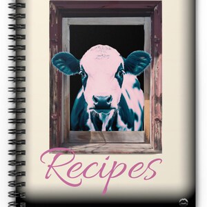 Gorgeous COW FAV Recipes 6&quot; x 8&quot; Vintage Look Spiral Notebook 11women EXCLUSIVE Abstract Blank Recipe book Shumway Stunning Vibrant Vivid