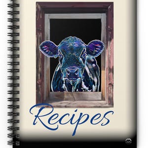 Gorgeous COW FAV Recipes 6&quot; x 8&quot; Vintage Look Spiral Notebook 11women EXCLUSIVE Abstract Blank Recipe book Shumway Stunning Vibrant Vivid