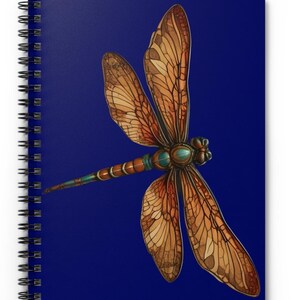 Gorgeous Dragonfly! 6&quot; x 8&quot; Spiral Notebook - Ruled Line 11women EXCLUSIVE!  Image from original design by TJ Shumway! Blue