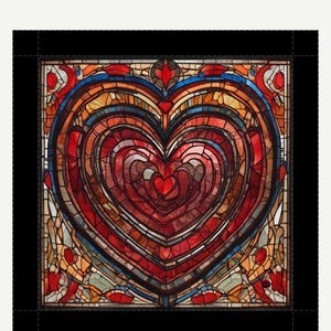 Gorgeous HEART 10&quot; x 10&quot; Abstract canvas wall art, gifts for her, impressionism, art deco, stained glass inspired EXCLUSIVE by TJ Shumway!