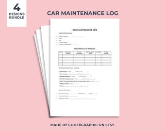 Car Maintenance Log Printable, Vehicle Service Tracker, Automotive History (Digital Download)