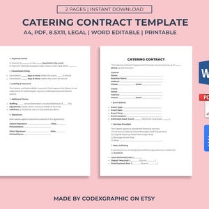 Editable Catering Contract Template: US Letter, A4, Legal (Google Docs, Word, PDF)