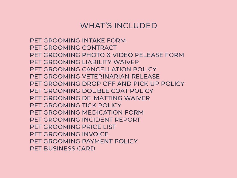 Dog Grooming Forms Bundle: Editable Canva Templates (digital Download ...