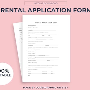 Rental Application Form Template: Landlord Tenant Lease (MS Word, PDF, Canva)