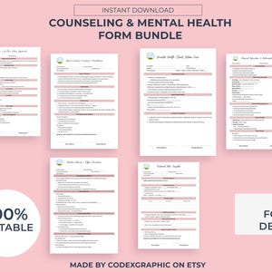 Editable Counseling Intake Forms: Mental Health Therapy Templates (Canva Template)