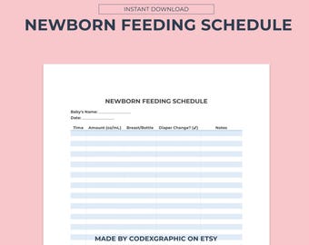 Newborn Feeding Schedule: Baby Tracker Chart (PDF, Google Doc, MS Word)