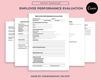 Employee Performance Review Template: Editable HR Forms (Canva)
