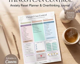 Things I Can Control Anxiety Planner | Overthinking Reset Journal (Digital Download)