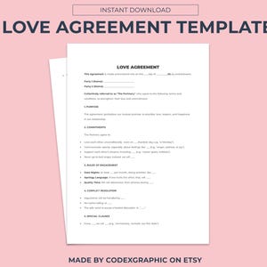 Love Agreement Template: Couple Commitment Contract (PDF, Word, Google Doc)