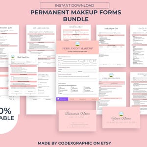 PMU Forms Bundle: Microblading, Lip Blushing, Esthetician Templates (Canva Editable, Digital Download)