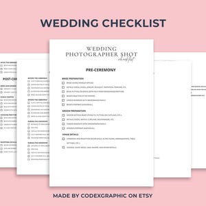 Wedding Photographer Shot List: Editable Canva Checklist (Digital Download)