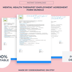 Editable Therapist Employment Agreement Templates: Counseling Contract (Canva Template)