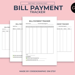 Bill Payment Tracker: Monthly Budget Planner (Canva PDF)