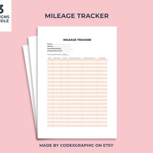 Suivi kilométrique modifiable imprimable : carnet de frais de voyage et d&#39;essence (PDF, Word, Google Docs)