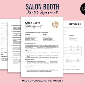 Salon Booth Rental Contract Template: Editable Canva Agreement (Digital Download)