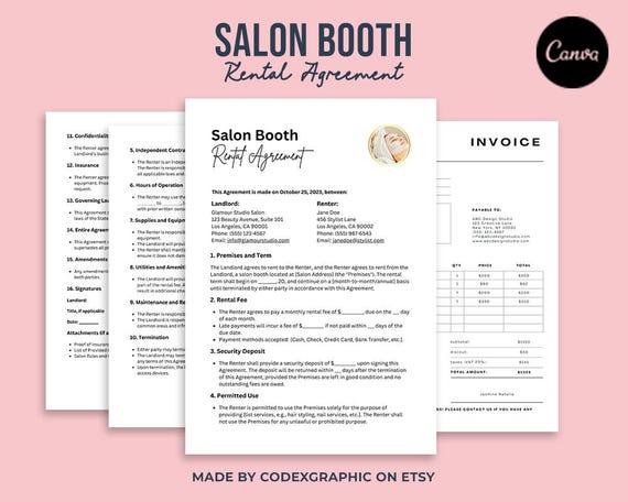 Salon Booth Rental Contract Template: Editable Canva Agreement