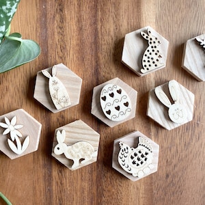 Easter/Spring wooden stamp set | Play Dough Accessories | Crafting Stamps | Natural Stamps | Nature Exploration | Sensorial Play