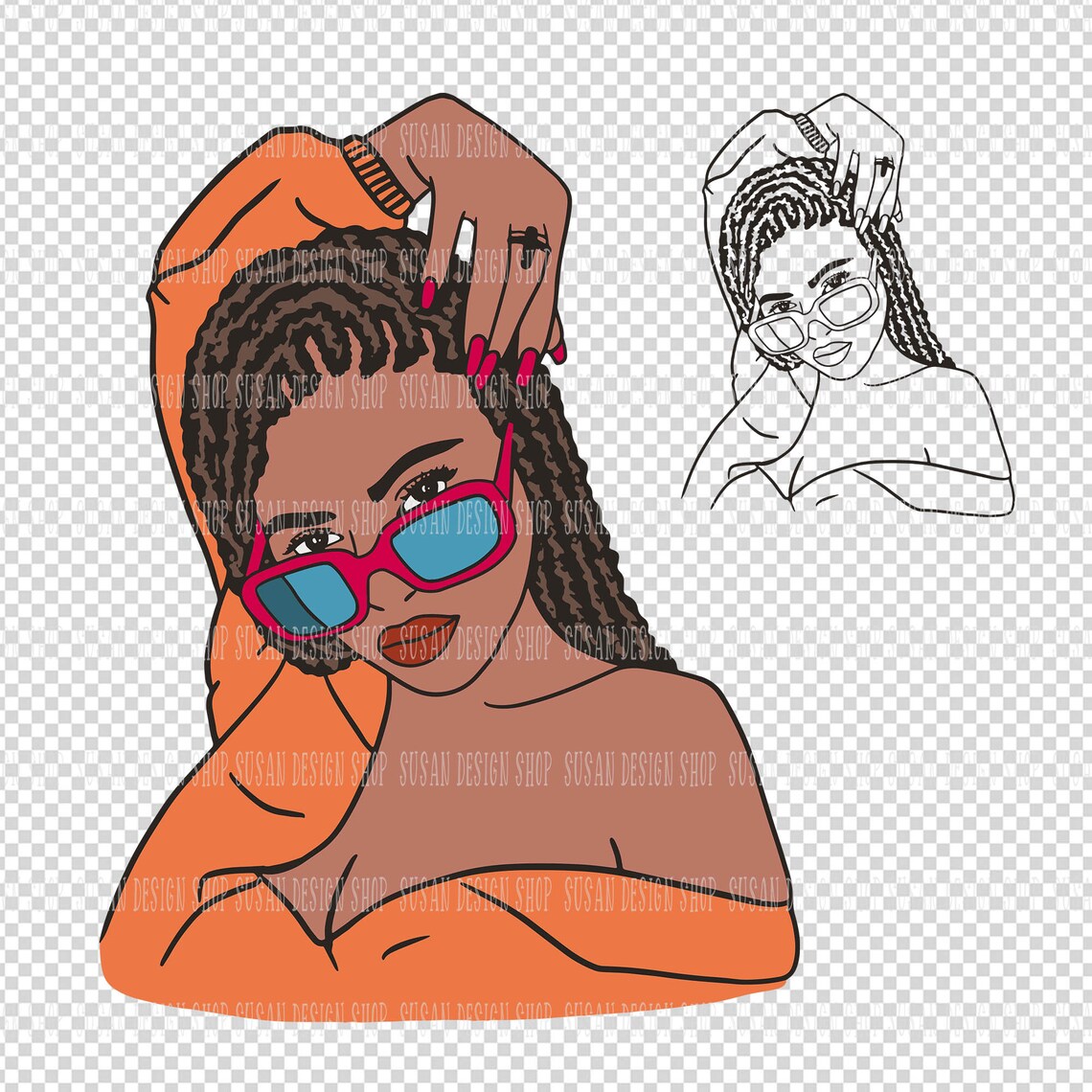 Unbothered Braid Black Woman Glasses Svg for Cricut Etsy