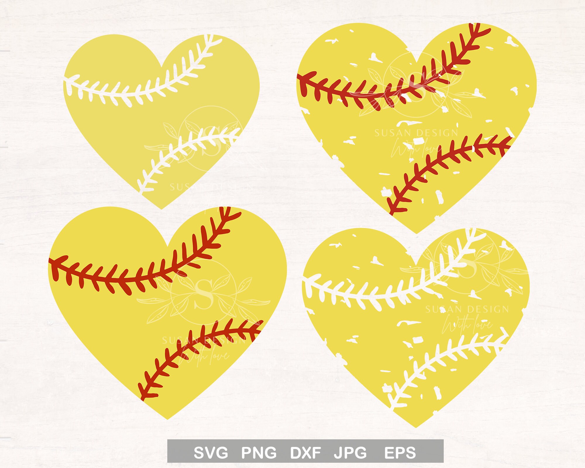 Distressed Softball Heart Svg Png Bundle for Girls Mom Grunge Etsy