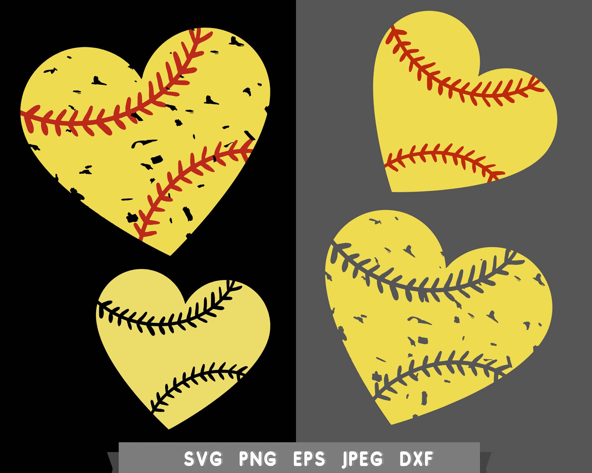 Distressed Softball Heart Svg Png Bundle for Girls Mom Grunge Etsy